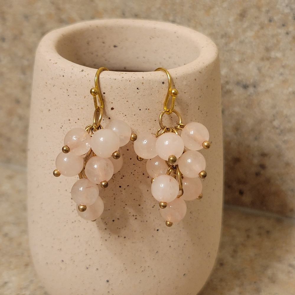 Stunning pink grape bunch earrings